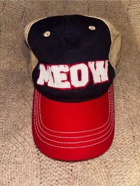 MEOW Cat Black Khaki Red Baseball Cap Infinity Headwear Adjustable Novelty